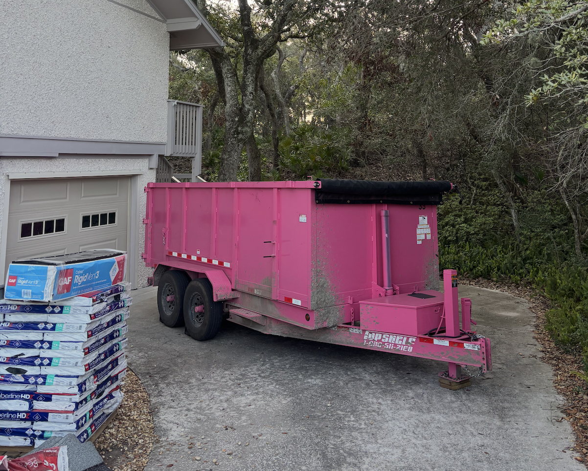 Dump trailer rental ready for loading in Jacksonville, Florida